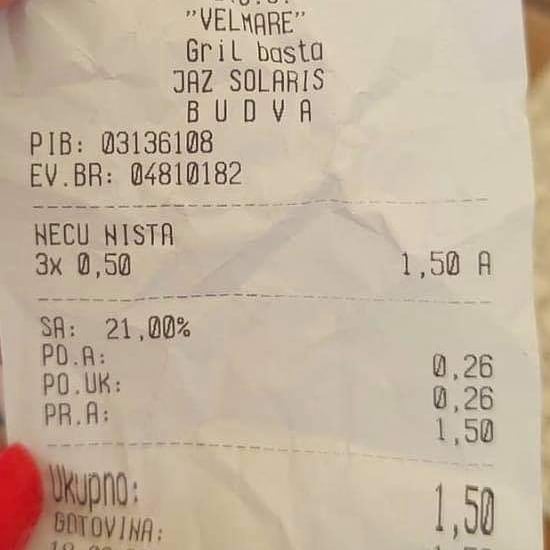 NEVEROVATNA FOTOGRAFIJA IZ KAFIĆA: U Budvi se i „neću ništa” naplaćuje!