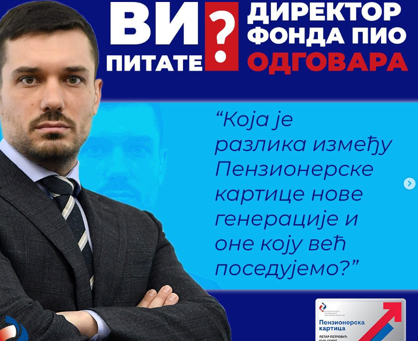 JOŠ INFORMACIJA O PENZIONERSKIM KARTICAMA Direktor PIO Fonda Relja Ognjenović objašnjava razliku između starih i novih dokumenata najstarijih sugrađana