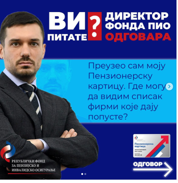 SPISAK SVIH KOMPANIJA I POPUSTA UZ PENZIONERSKU KARTICU Relja Ognjenović: Penzioneri sva obaveštenja mogu videti na ovom mestu