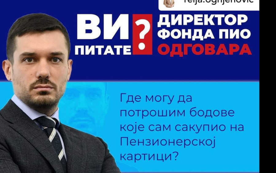 ZA SKUPLJENE BODOVE NA PENZIONERSKOJ KARTICI POTPUNO BESPLATNE USLUGE Direktor PIO Fonda Relja Ognjenović objašnjava kako se sve bodovi mogu iskoristiti