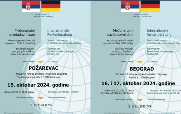 DANAS U POŽAREVCU, SUTRA U BEOGRADU Međunarodni dani razgovora PIO Fonda s nemačkim osiguranjem, još možete da se prijavite